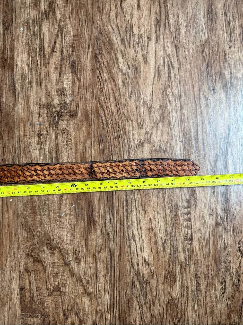 Vintage Basket Weaved Western Belt 38 Brown Genuine Leather USA Made 90s